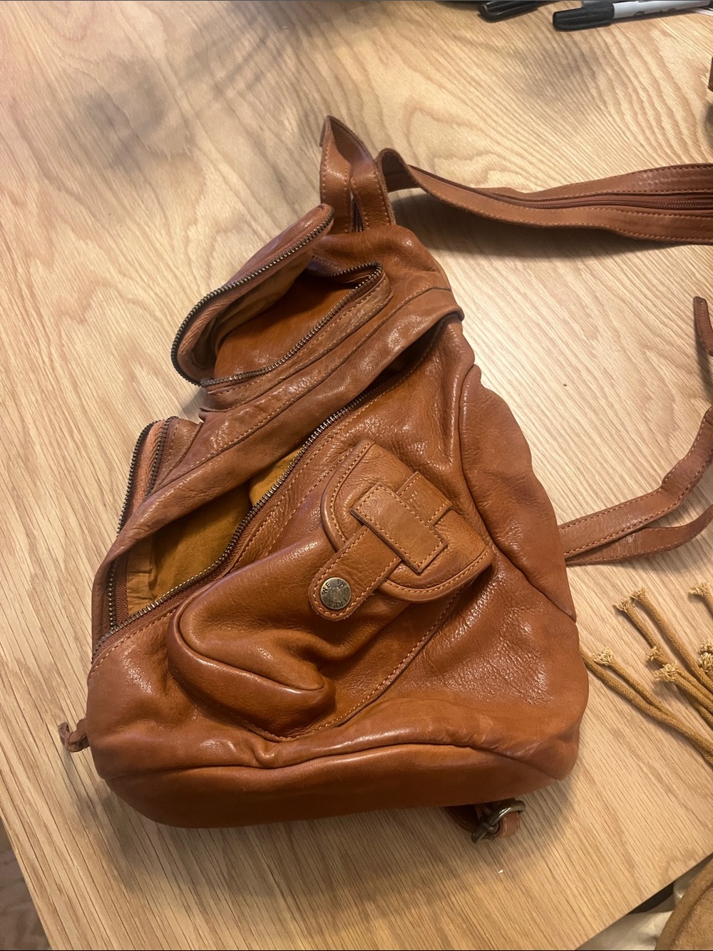 We The Free Cognac Tan Leather Hobo Bag